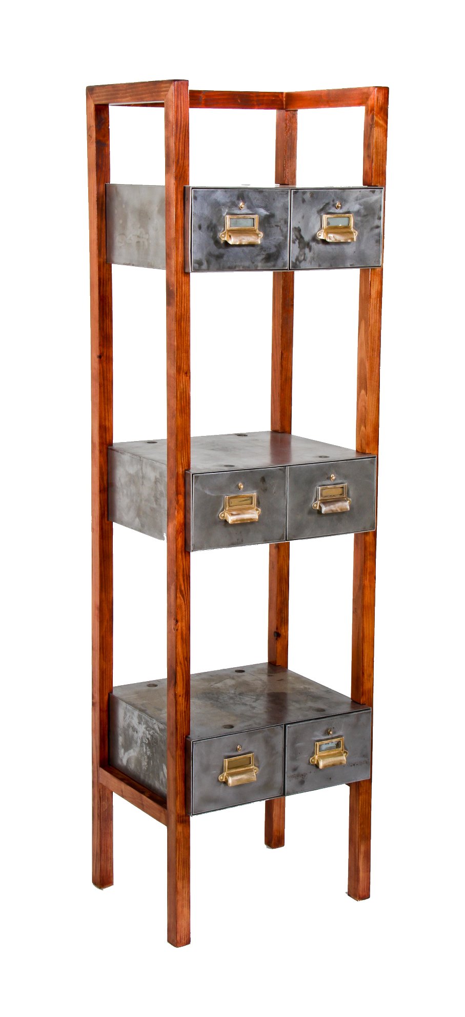 distinguished vintage american industrial repurposed freestanding modular wall unit featuring interchangeable "lyon" cabinets