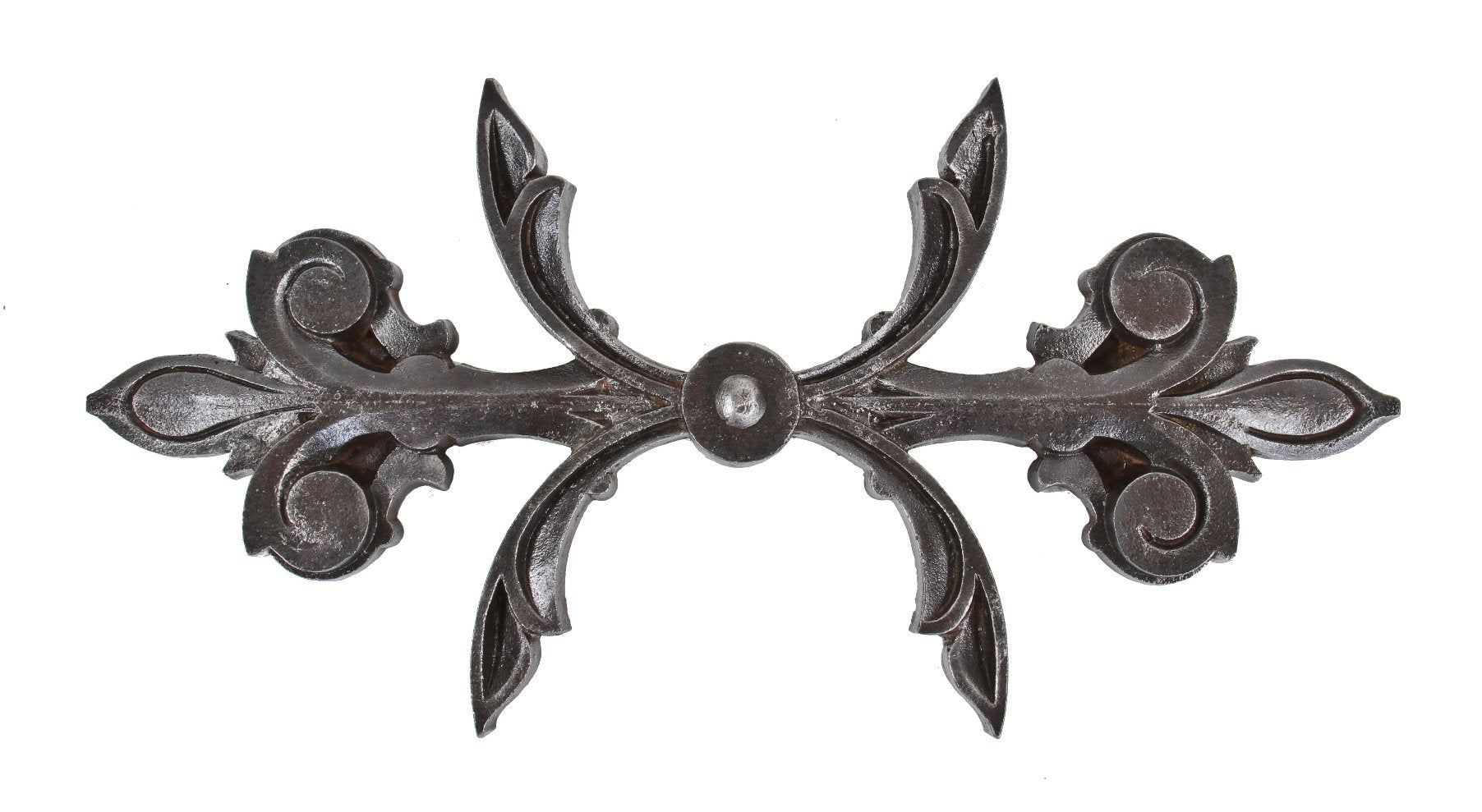 original and remarkable oversized c. 1880's high victorian antique salvaged vintage new york city ornamental cast iron commercial building tie rod anchor plate