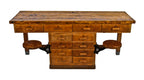 hard to find all original early 1920's american antique industrial swing-out seat chemistry laboratory maple wood workbench