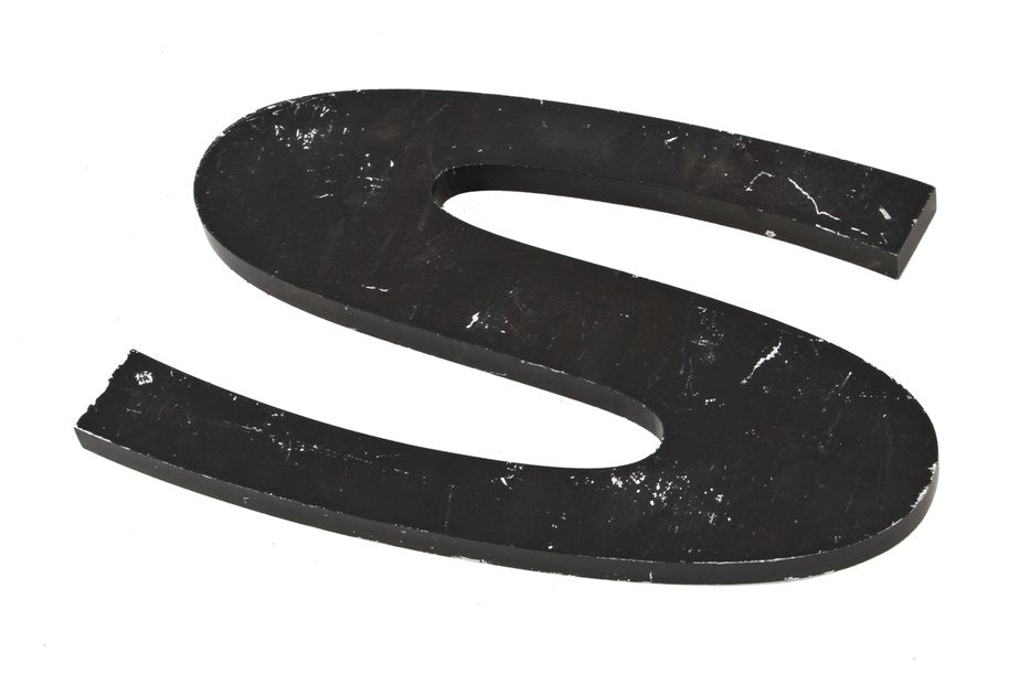 intact c. 1950's vintage american single-sided black enameled cast aluminum medium-sized chicago bowling alley letter sign