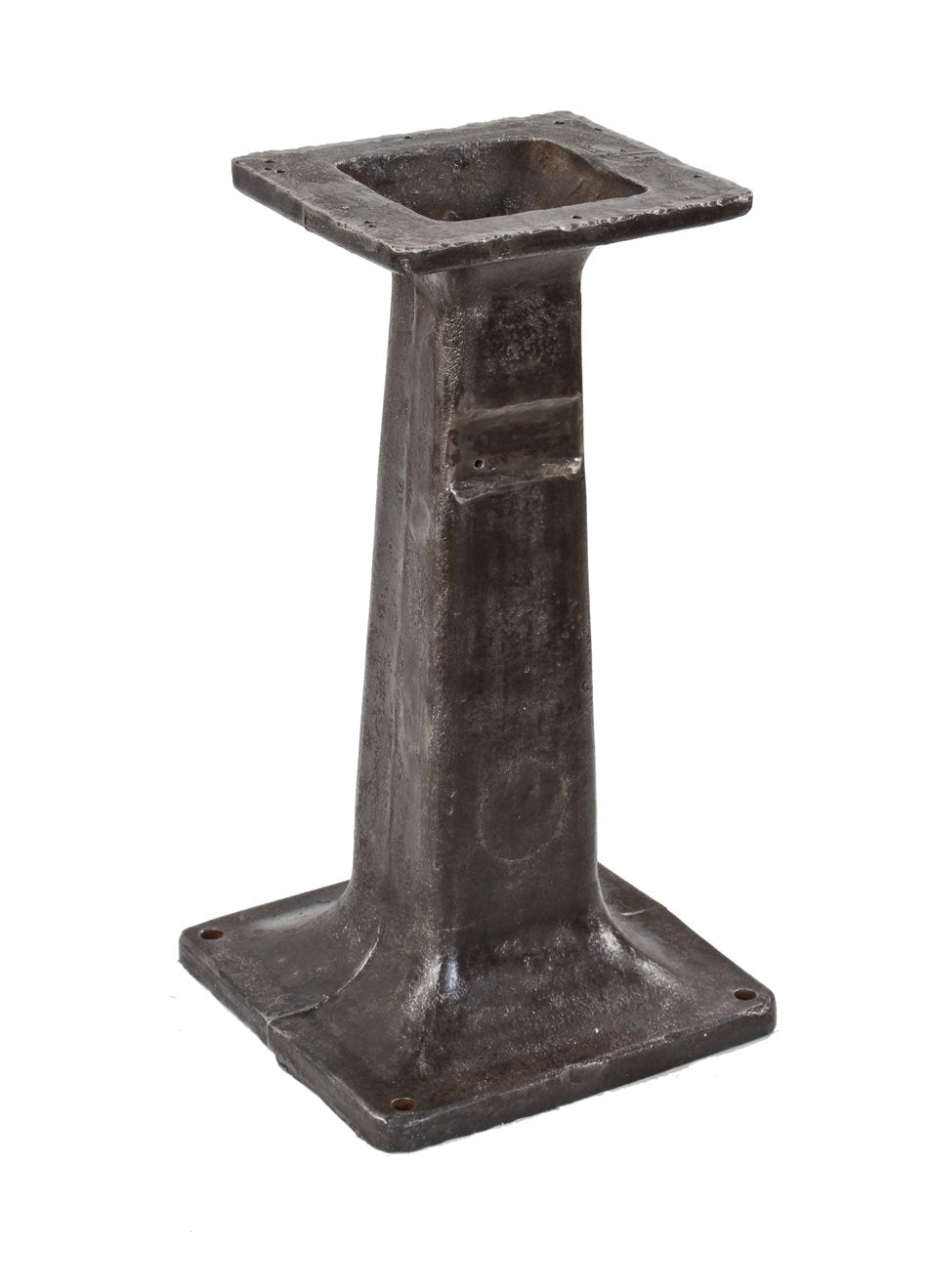 heavily reinforced and bulky c. 1930's american antique industrial stationary "salvage saw" factory machine pedestal base