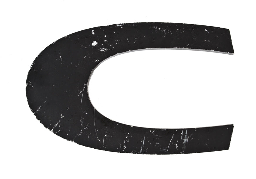 vintage american single-sided reinforced black enameled cast aluminum outdoor bowling alley sign letter
