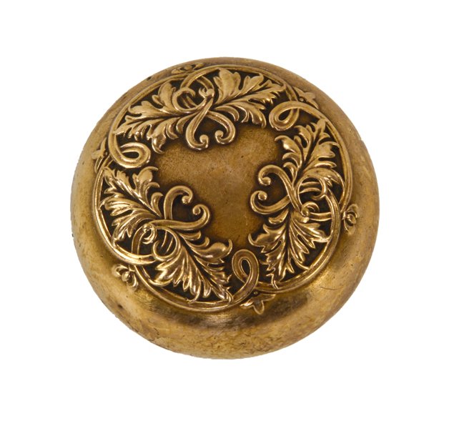 early 1900's antique american original highly ornate wrought brass "loriane" pattern interior residential doorknob