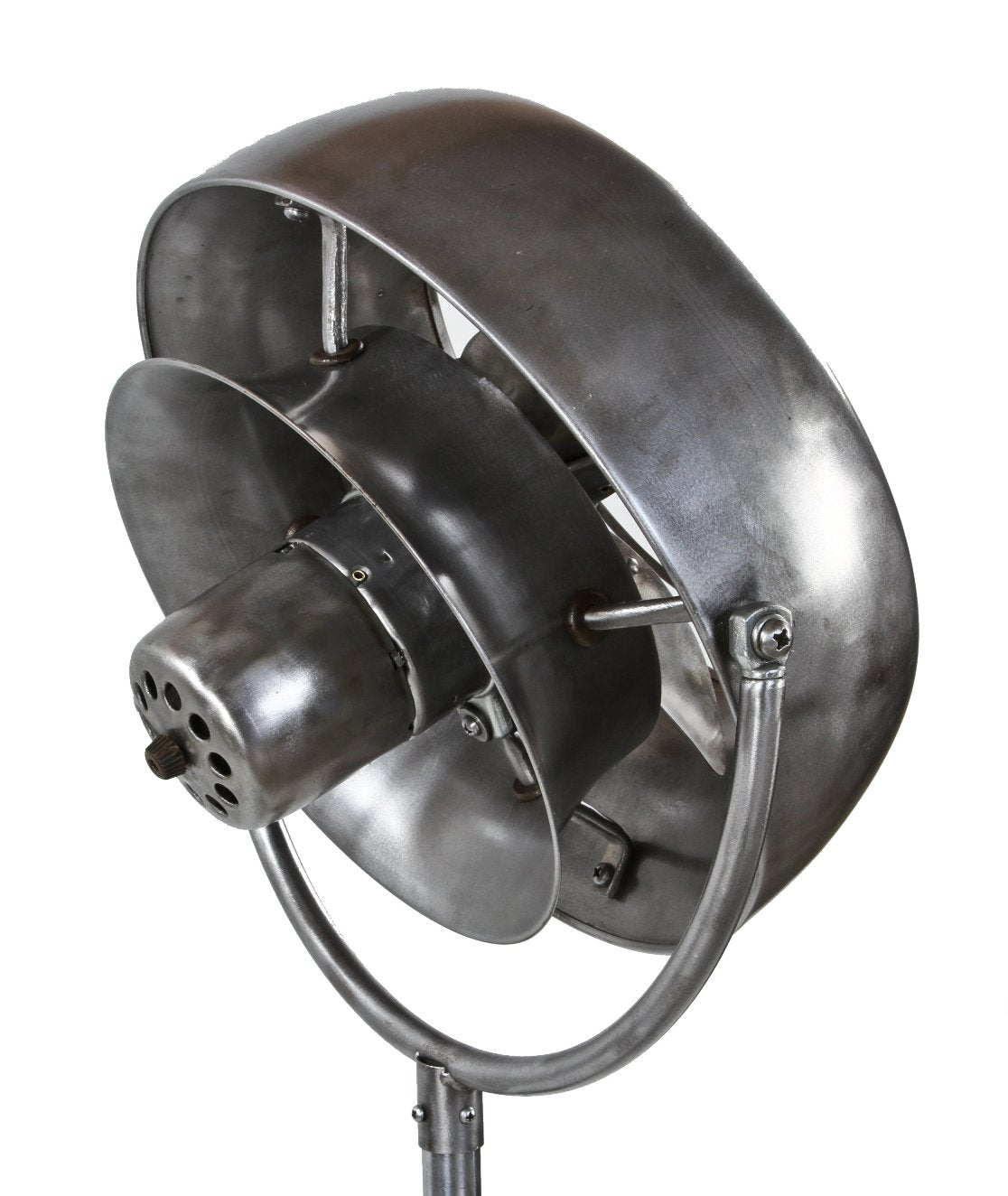 very unique and unusual american streamlined style fully functional telescoping factory machine shop trunnion mount fan with weighted base