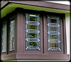 original and remarkably intact c. 1903 museum quality w. e. martin house "daylight" double crowne zinc came lightscreen with iridized accent