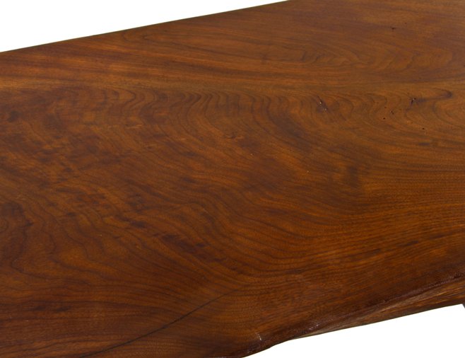 strong and sturdy repurposed amercian industrial multi-purpose stationary table containing an old growth solid walnut wood slab top