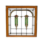 c. 1910-15 original american antique prairie school style chicago bungalow leaded art glass window with intact wood sash frame