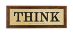 original late early 1940's single-sided antique american industrial factory foreman office "think" wall-mount wood laminate sign