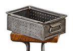 late 1930's american industrial cold-rolled heavy gauge steel "lyon" stackable storage bin with intact opposed drop handles