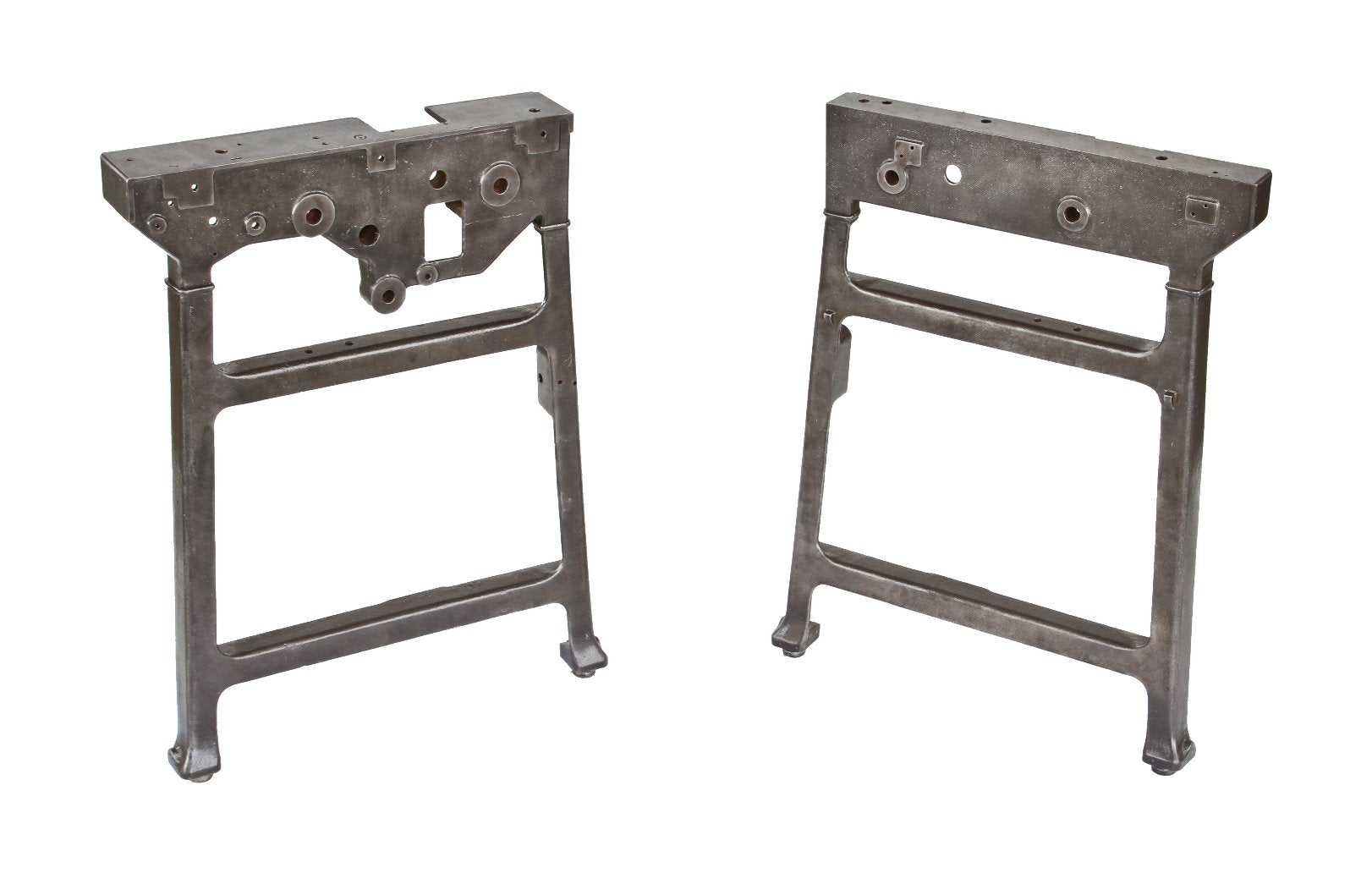 original early 20th century antique american industrial highly specialized factory machine shop bases with brushed metal finish