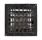 c. 1900's salvaged american interior residential wall-mount black enameled cast iron operable louvered vent or grate
