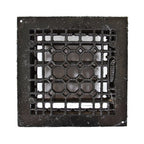 early 20th century antique american black enameled fully functional flush mount ornamental iron wall vent with louvers
