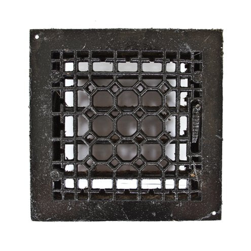 early 20th century antique american black enameled fully functional flush mount ornamental iron wall vent with louvers