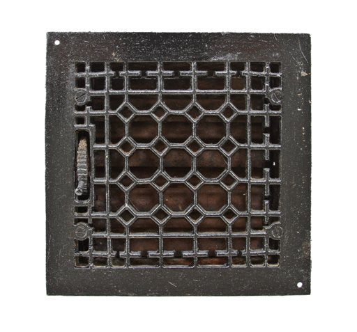 completely intact black enameled antique american interior residential wall mount ventilation grate with steel louvers
