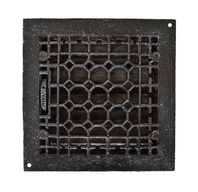 antique american interior residential ornamental black enameled cast iron residential wall-mount louvered grate