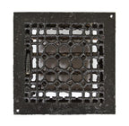 c. 1900's original and completely intact american interior residential flush mount cast iron louvered grate with geometric design