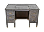 incredibly durable and well-built heavy gauge cold-rolled steel factory office typewriter desk with centrally located manually operated drop-down cabinet