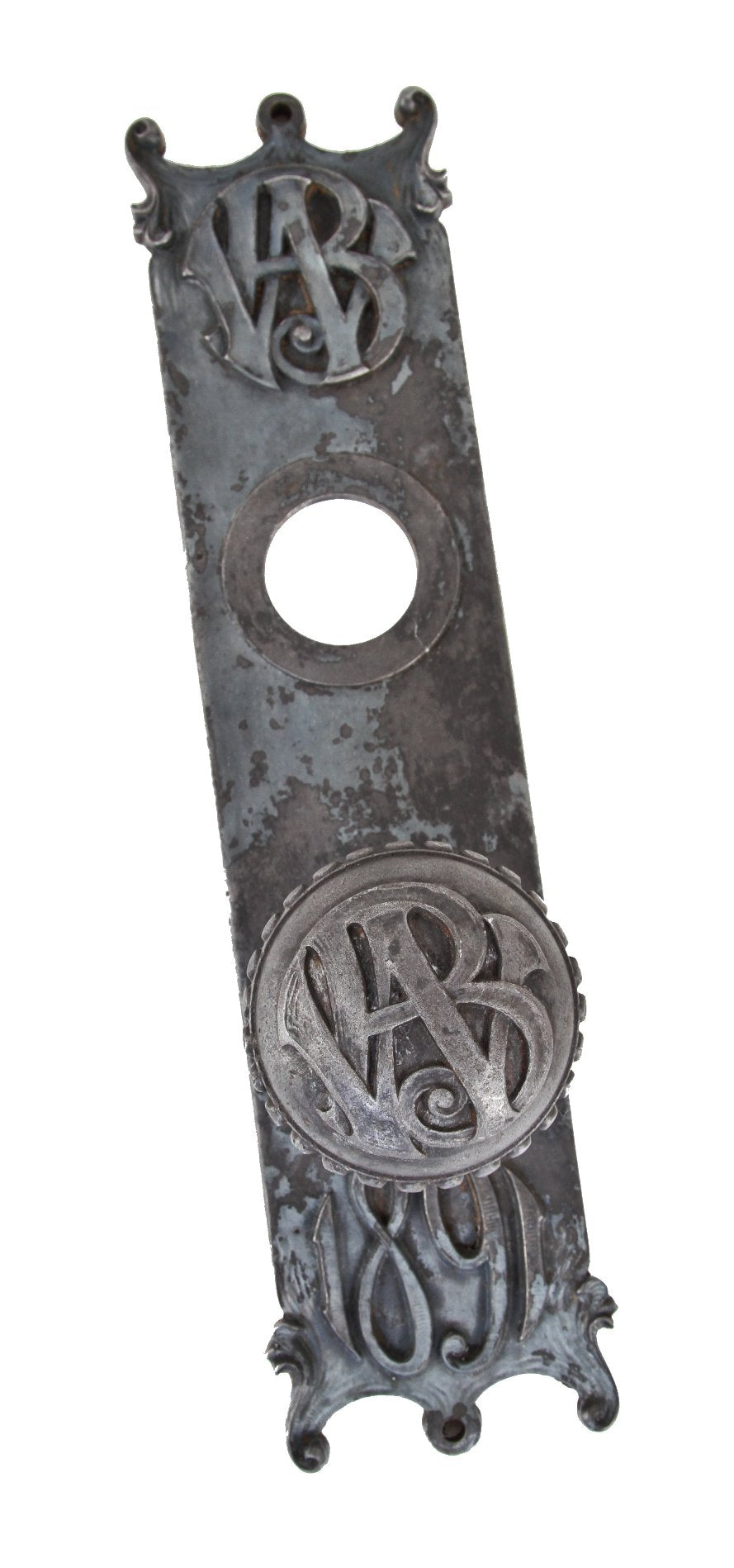 original and intact louis sullivan-designed interior office door emblematic backplate and doorknob salvaged from the historically important wainwright building