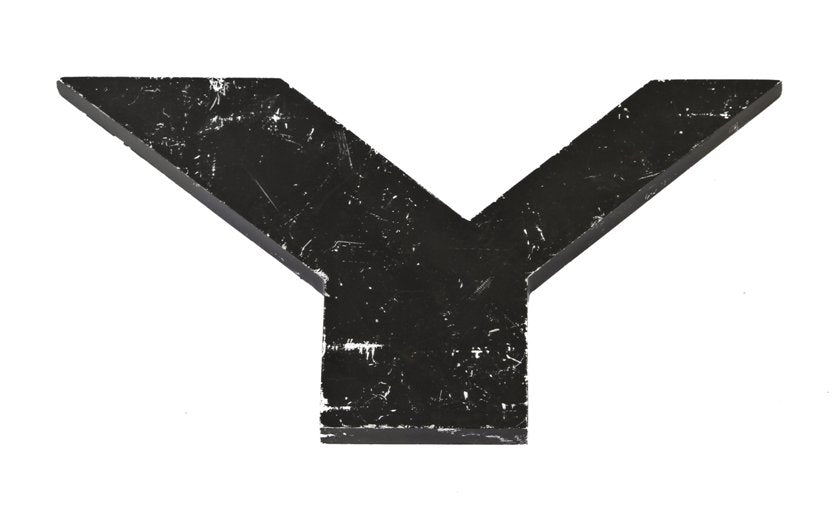 reinforced baked black cast aluminum exterior single-sided letter sign salvaged from a chicago area bowling alley marquee