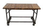 old american industrial factory machine shop mobile cart with double-wheel trucks and newly added tabletop