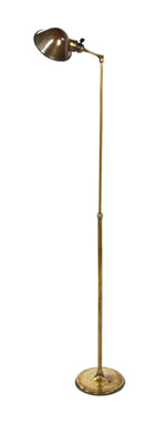 rewired c. 1920's antique american industrial telescoping yellow brass freestanding portable faries floor lamp with swivel shade
