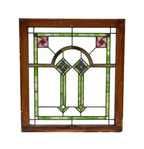 original and intact american antique prairie school style interior residential leaded art glass geometrically designed chicago bungalow window