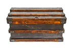 rare early 20th century american antique industrial pipefitter's hinged top tool chest comprised largely of cold-rolled steel with malleable iron corner guards