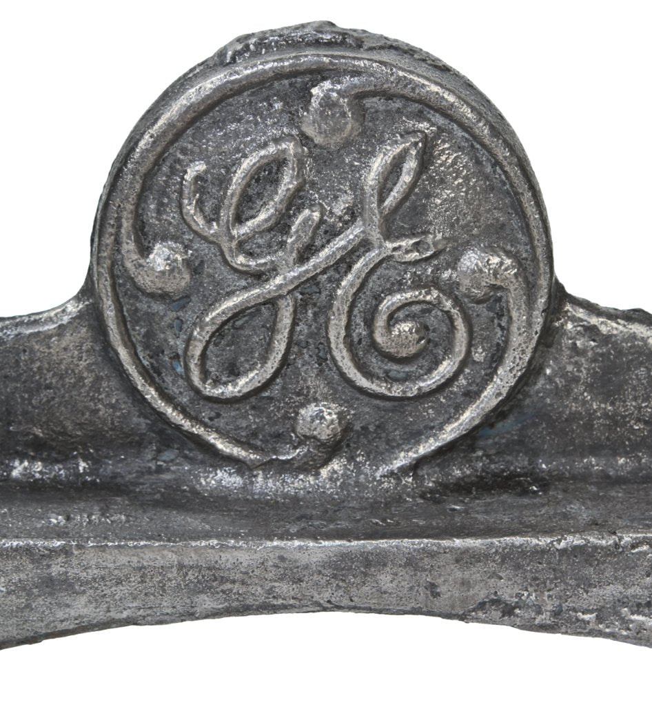 matching set of original c. 1930's rare antique american industrial factory machine shop bases with "ge" monogrammed logos