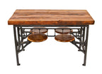 one of two identical early 1920's antique american industrial "sani" 4-seat swing-out stationary lunch hall factory table