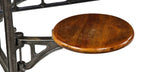orginal fully functional early 20th century antique american industrial brushed cast iron four swing-out seat factory lunchroom table with newly added old growth pine wood top