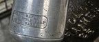 late 1930's antique american industrial flush mount cast aluminum "soapitor" factory lavatory powder soap dispenser with handle