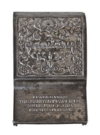 very rare late 19th century ornamental cast iron wall-mount "sanitary" lavatory toilet paper holder with lockable drop-down door