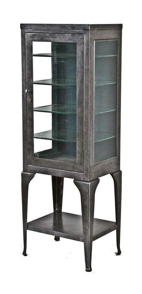 group of four matching original and remarkably intact fanciful cast iron cabriole style american antique salvaged chicago medical supply cabinet legs with brushed and sanded metal finish