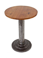 reconfigured c. 1930's american machine age art deco style occasional table with weighted cast iron "stepped" profile base