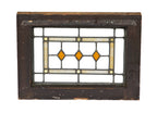 c. 1920's original and intact antique american prairie school style diminutive leaded art glass residential window with gold-leaf flash glass