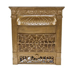largely intact c. 1890's chicago graystone interior residential fireplace metallic gold enameled cast iron gas grille or insert