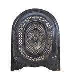 original 19th century black enameled ornamental cast iron arch top interior residential chicago italianate fireplace summer cover