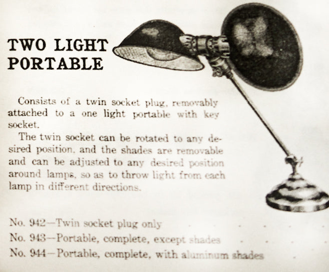 intact and hard to find early 20th century original american single arm adjustable office desk incandescent lamp with fully functional benjamin twin socket plug