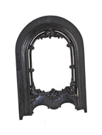 partially intact 19th century antique american victorian era black enameled cast iron interior residential arch top summer cover