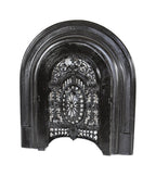 completely intact late 1860's interior chicago italianate black enameled cast iron arch top summer cover with original surround