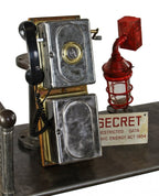 unique late 1930's refinished antique american industrial chicago power substation wall-mount crank handle monophone with black bakelite handset