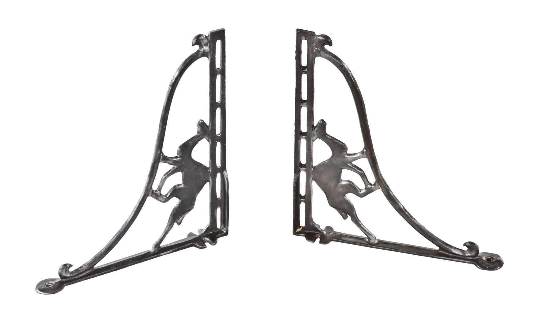 matching pair of unusual c. 1880's american antique egyptian revival figural cast iron sink or shelf brackets featuring camels