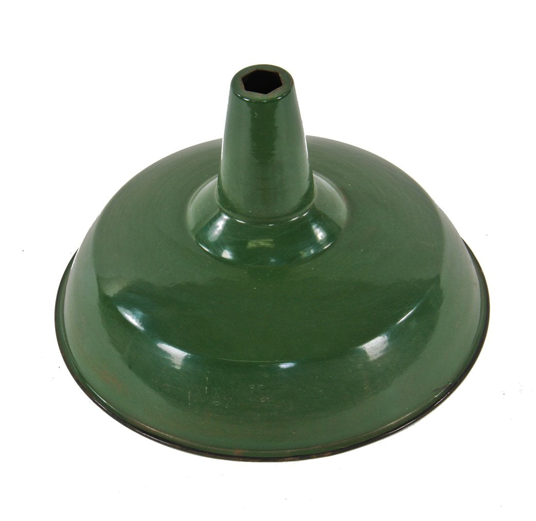 single oversized c. 1930's american antique industrial green porcelain enameled factory pendant light replacement reflector