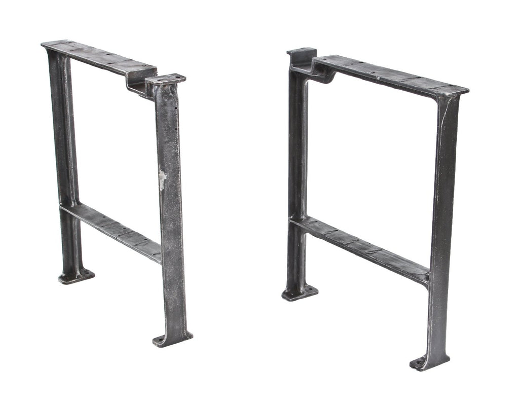 pair of matching oversized early 20th century american antique industrial refinished cast iron boylston factory workbench bases