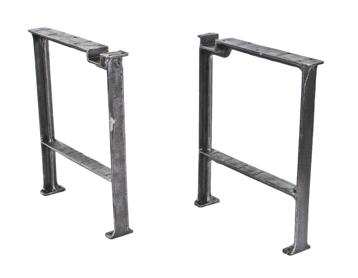 pair of matching oversized early 20th century american antique industrial refinished cast iron boylston factory workbench bases