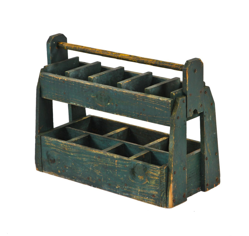 custom-built c. 1940's american vintage industrial chicago cook county hospital boiler room pipefitter's toolbox with old green paint finish