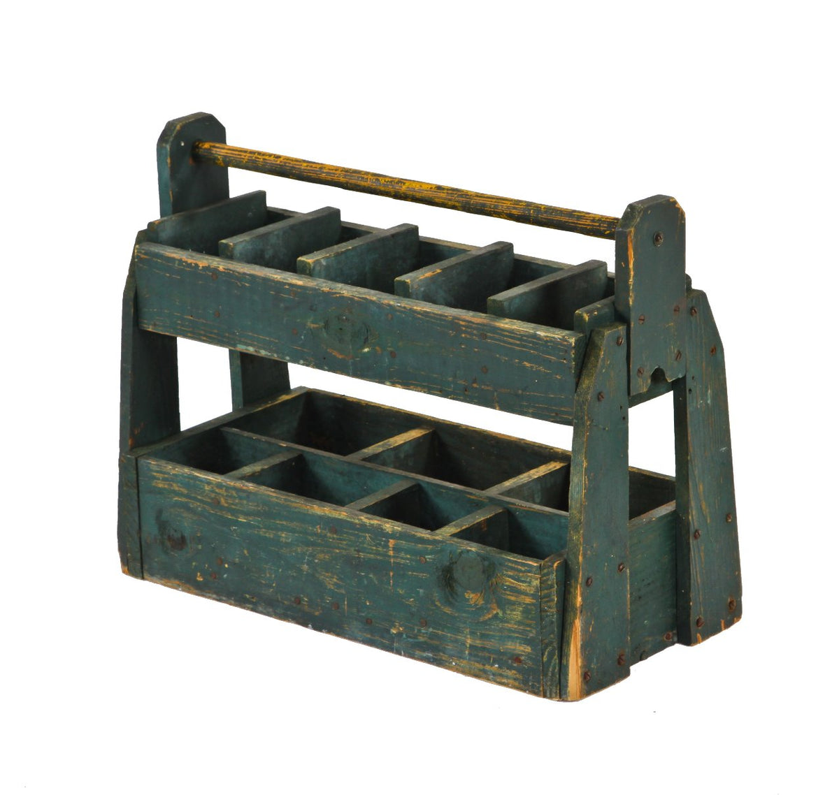 custom-built c. 1940's american vintage industrial chicago cook county hospital boiler room pipefitter's toolbox with old green paint finish