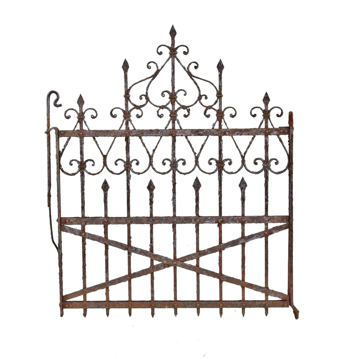 highly sought after complete and all original c. 1880's antique american ornamental wrought iron exterior residential entrance gate