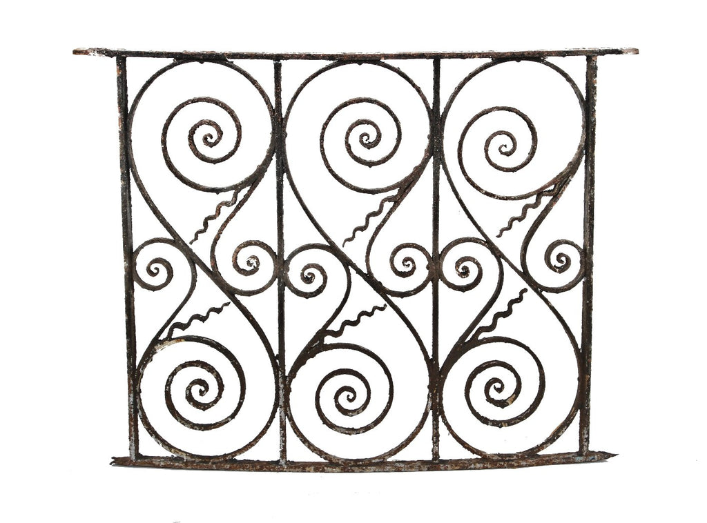 elegant original american ornamental forged wrought iron slightly curved or bowed residential window guard