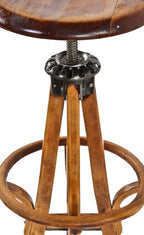 hard to find fully restored late 19th century all original solid birch wood adjustable height dietzgen draftsman stool with bent wood footrest